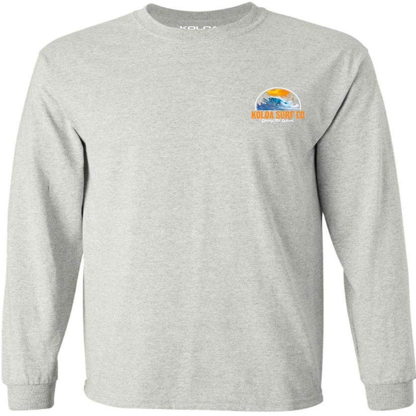 Koloa Surf Company Mens Polihale Beach Logo Long Sleeve Cotton Tee - 3X-Large Tall - Ash