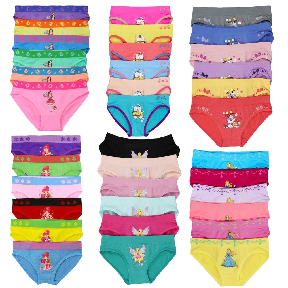 ToBeInStyle Girls' Pack of 6 Random Print Assortment Seamless Underwear Bottoms - Bikinis