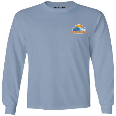 Koloa Surf Company Mens Polihale Beach Logo Long Sleeve Cotton Tee - 3X-Large Tall - Stone Blue