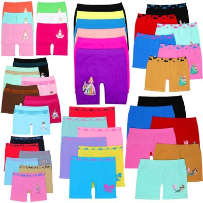 ToBeInStyle Girls' Pack of 6 Random Print Assortment Seamless Underwear Bottoms - Long Layering Shorts