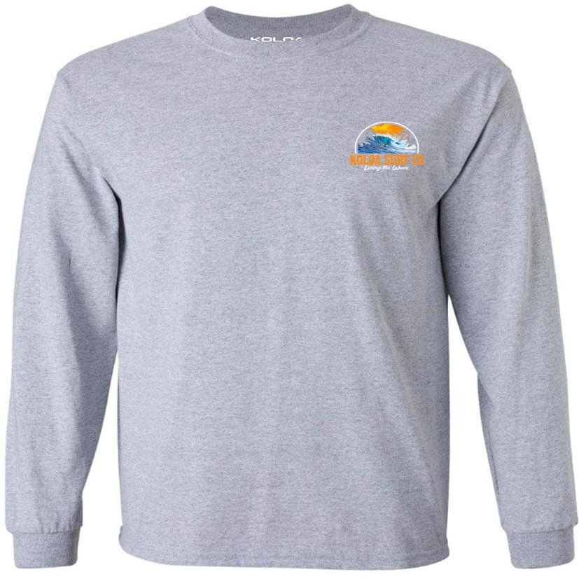 Koloa Surf Mens Polihale Beach Logo Long Sleeve Cotton Tee-Tall-3XLT-AthHth/c
