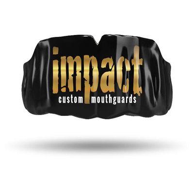 Impact Custom Professional MMA/Boxing/Muay Thai Mouthguard -(Branded Series) Gold Logo Black