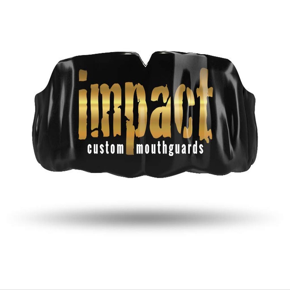 Impact Custom Professional MMA/Boxing/Muay Thai Mouthguard -(Branded Series) Gold Logo Black