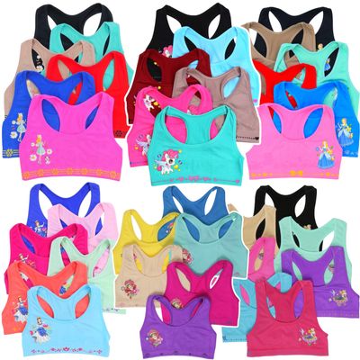 ToBeInStyle Girls' Pack of 6 Random Assorted Print Racerback Training Bras Tops - Medium