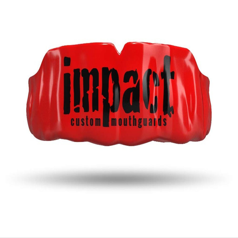 Impact Custom Professional MMA/Boxing/Muay Thai Mouthguard -(Branded Series) Impact Black Logo Red