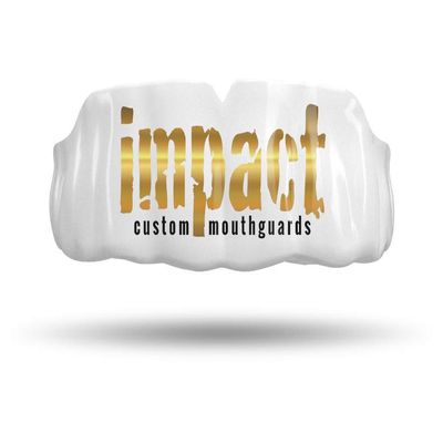 Impact Custom Professional MMA/Boxing/Muay Thai Mouthguard -(Branded Series) Gold Logo White