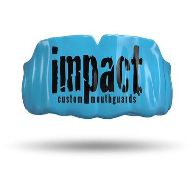 Impact Custom Professional MMA/Boxing/Muay Thai Mouthguard -(Branded Series) Impact Black Logo Light Blue