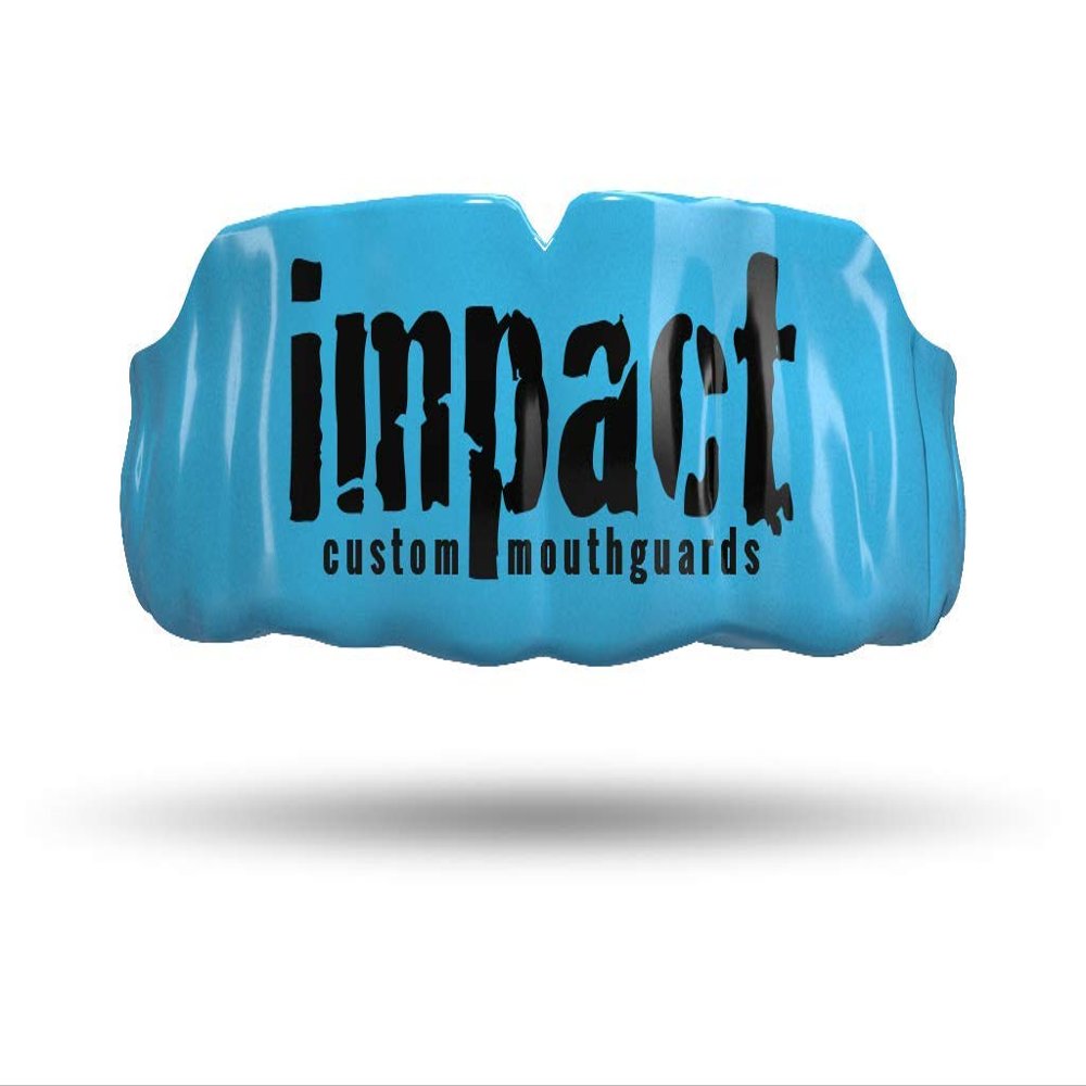 Impact Custom Professional All Sports Mouthguard -(Branded Series) Impact Black Logo Light Blue