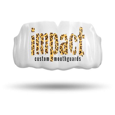 Impact Custom Professional MMA/Boxing/Muay Thai Mouthguard -(Branded Series) Leopard Logo White