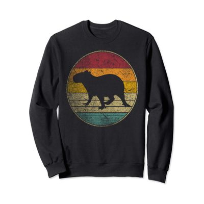 Capybara Vintage Distressed Retro Style Silhouette 70s Gift Sweatshirt