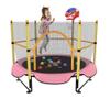 Kawuneeche 5FT Trampoline for Kids Toddler Indoor Trampoline with Safety Enclosure Net, Mini Basketball Hoop, Jumping Mat for Home Entertainment Equipment Outdoor Backyard Games (Pink) view 1