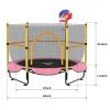 Kawuneeche 5FT Trampoline for Kids Toddler Indoor Trampoline with Safety Enclosure Net, Mini Basketball Hoop, Jumping Mat for Home Entertainment Equipment Outdoor Backyard Games (Pink) view 2