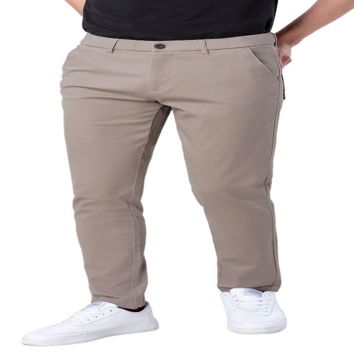 Plaid&Plain Men's Skinny Stretchy Khaki Pants Colored Pants Slim Fit Slacks Tapered Trousers 819 Taupe 30X34