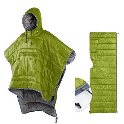 Camp Poncho Sleeping Bag Wearable Hooded Blanket - Envelope Lightweight Thermal Cloak Cape Windproof with Premium Stuff Compression Sack for Backpacking Hiking Hunting Fishing Outdoor Sport