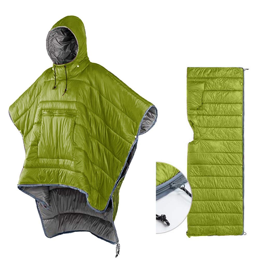 Camp Poncho Sleeping Bag Wearable Hooded Blanket - Envelope Lightweight Thermal Cloak Cape Windproof with Premium Stuff Compression Sack for Backpacking Hiking Hunting Fishing Outdoor Sport