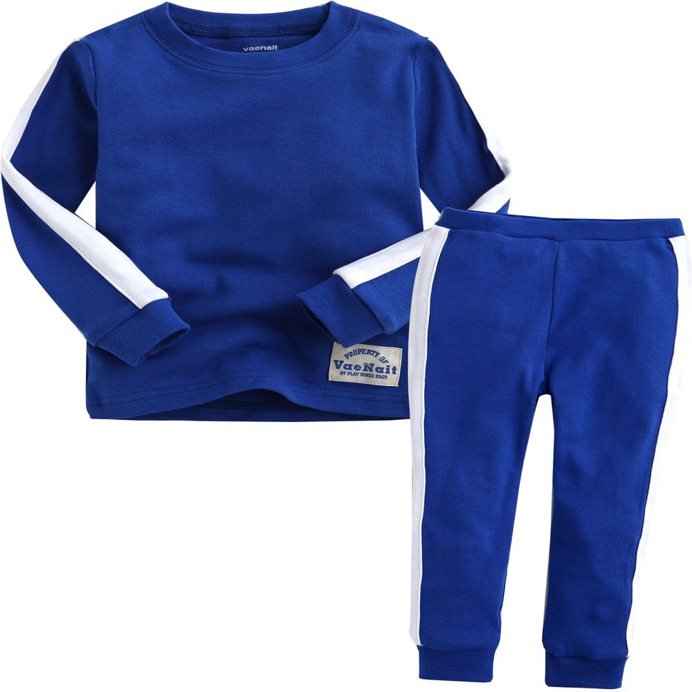 VAENAIT BABY Kids Boy Long Sleeve Cotton Sleepwear Pajamas 2pcs Set Kung Fu Blue L