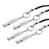Noopel Emergency Whistles Lifeguard Safety Whistle with Lanyard and Keychain for Outdoor Camping Hiking Boating Hunting Fishing Kayak Kids Rescue Signaling Loud Survival Whistle (4 Pack Silver) view 1