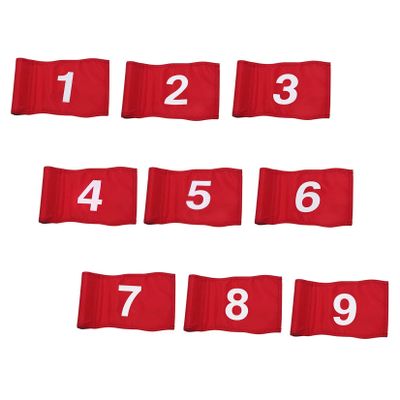 KINGTOP Numbered Golf Flag with Tube Inserted, All 8" L x 6", Putting Green Flags for Yard, 420D Nylon Mini Pin Flags, 1-9