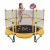 5FT Trampoline for Kids Toddler Indoor Trampoline with Safety Enclosure Net, Mini Basketball Hoop, Jumping Mat for Home Entertainment Equipment Outdoor Backyard Games (Yellow) view 1