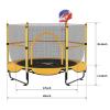 5FT Trampoline for Kids Toddler Indoor Trampoline with Safety Enclosure Net, Mini Basketball Hoop, Jumping Mat for Home Entertainment Equipment Outdoor Backyard Games (Yellow) view 2