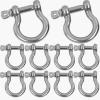 HNBun 304 Stainless Steel D Ring Shackle 5/16, 14Pcs M8 Screw Pin Anchor Shackle, Heavy Duty Bow Shape Load Clamp for Survival Rope Paracord Camping Bracelet Camping Lifting Chains, 8MM view 1