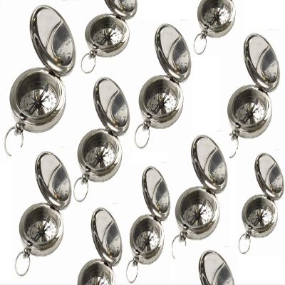 Nautical Chrome Pocket Compass Hiking and Camping Set of 100