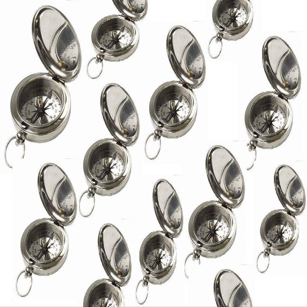 Nautical Chrome Pocket Compass Hiking and Camping Set of 100
