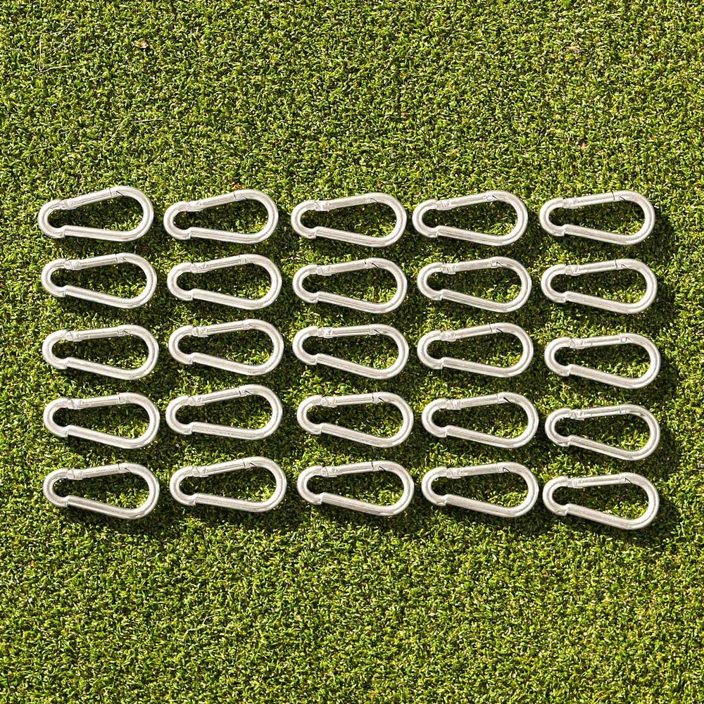Snap Hooks [10/25/50 Packs] | Galvanised Steel Heavy Duty Hooks | Bulk Carabiner Clip Set for Net Hanging Cables | Snap Fasteners for Sports Netting | Spring Clips (10mmx100mm, 50 Pack)