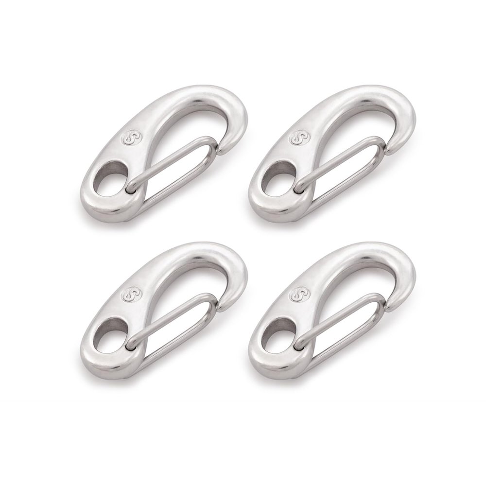 SHONAN 1.93 Inch Flag Clips for Flagpole Rope, Stainless Steel Carabiners Marine Grade, Boat Fender Clips, 4 Pack Spring Snap Hooks for Ropes, Keychain, Dog Leash, 90 Lbs Capacity
