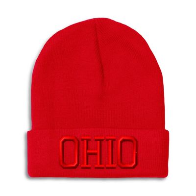 Beanies for Men Ohio State USA America B Embroidery State Map Names United States Winter Hats for Women Acrylic Skull Cap 1 Size Red Design Only
