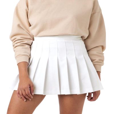 SCKTOO Womens Girl High Waisted Pleated Tennis Skirt School A-Line Skater Skirts with Lining Shorts (White,X-Large)