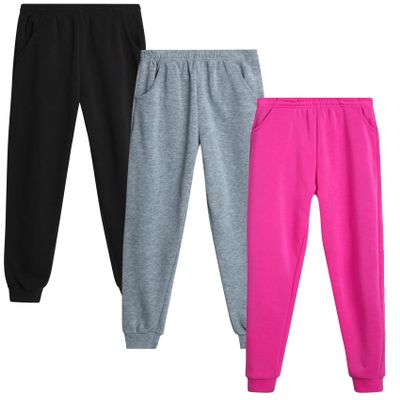 Coney Island Girls' Sweatpants - Active Fleece Joggers (3 Pack), Size 6X, Heather Grey/Fuchsia/Black