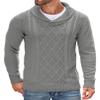 COOFANDY Men's Shawl Collar Sweaters V-Neck Cotton Relaxed Fit Cable Pullover (Light Grey, Medium) view 1