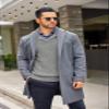 COOFANDY Men's Shawl Collar Sweaters V-Neck Cotton Relaxed Fit Cable Pullover (Light Grey, Medium) view 4
