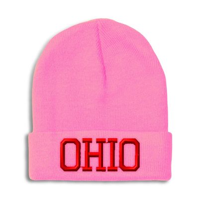 Beanies for Men Ohio State USA America B Embroidery Skull Cap Winter Hats for Women Acrylic One Size Soft Pink Design Only