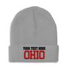 Custom Beanies for Men Ohio State USA America B Embroidery Skull Cap Winter Hats for Women Acrylic One Size Light Grey Personalized Text Here view 1