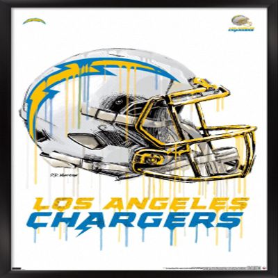 Trends International NFL Los Angeles Chargers - Drip Helmet 20 Wall Poster, 22.375" x 34", Black Framed Version
