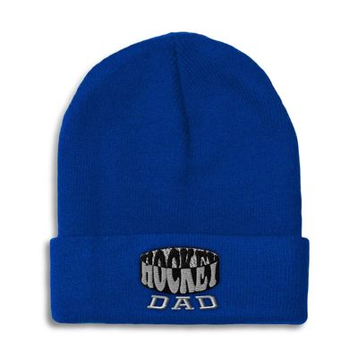 Speedy Pros Beanies for Men Hockey Dad C Embroidery Humor Team Winter Hats for Women Acrylic Skull Cap 1 Size Royal Blue Design Only