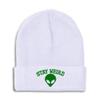 Speedy Pros Beanies for Men Alien Stay Weird Embroidery Skull Cap Winter Hats for Women Acrylic One Size White Design Only view 1