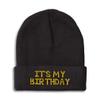 Speedy Pros Beanies for Men It's My Birthday Gold Embroidery Birthday Occasion Winter Hats for Women Acrylic Skull Cap 1 Size Black Design Only view 1