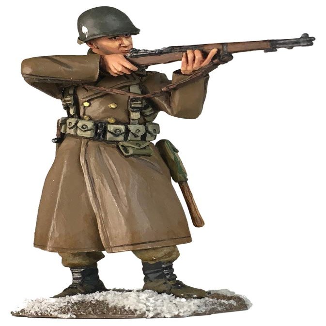 W. Britain World War 2 Allies 25066 U.S. Airborne Standing Firing M-1 Garand Winter 1:30 Scale Metal