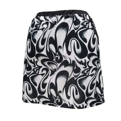 Monterey Club Women's Abstract Print Knit Skort #2943 (Black/White, 2X-Large)