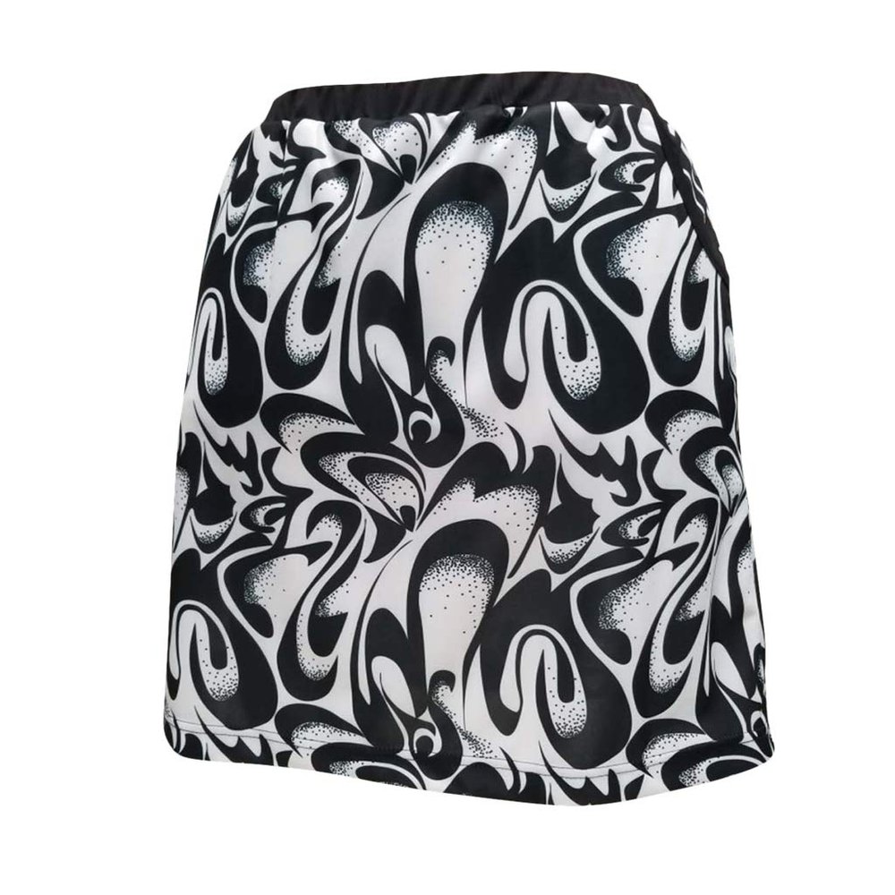 Monterey Club Women's Abstract Print Knit Skort #2943 (Black/White, 2X-Large)