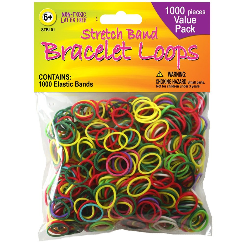 1000 x Stretch Band Wristband Loops Assorted Colours