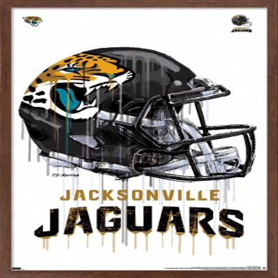 Trends International NFL Jacksonville Jaguars - Drip Helmet 20 Wall Poster, 22.375" x 34", Mahogany Framed Version