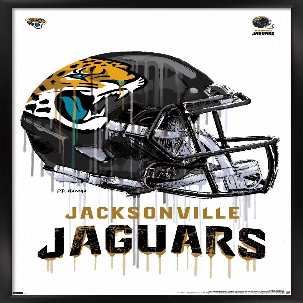 Trends International NFL Jacksonville Jaguars - Drip Helmet 20 Wall Poster, 22.375" x 34", Black Framed Version
