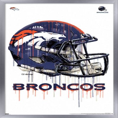 NFL Denver Broncos - Drip Helmet 20 Wall Poster, 34L x 22.4W, Silver Framed Version