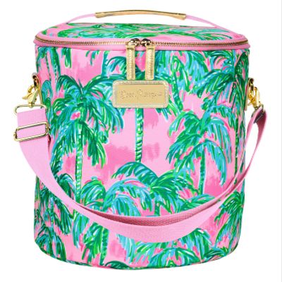 Lilly Pulitzer Pink/Green Insulated Soft Beach Cooler with Adjustable/Removable Strap and Double Zipper Close, Suite Views