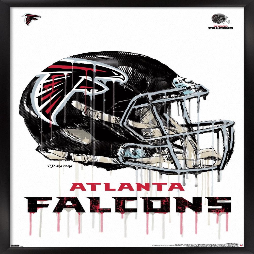 Trends International NFL Atlanta Falcons - Drip Helmet 20 Wall Poster, 14.725" x 22.375", Black Framed Version