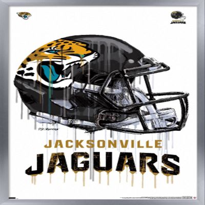 Trends International NFL Jacksonville Jaguars - Drip Helmet 20 Wall Poster, 22.375" x 34", Silver Framed Version